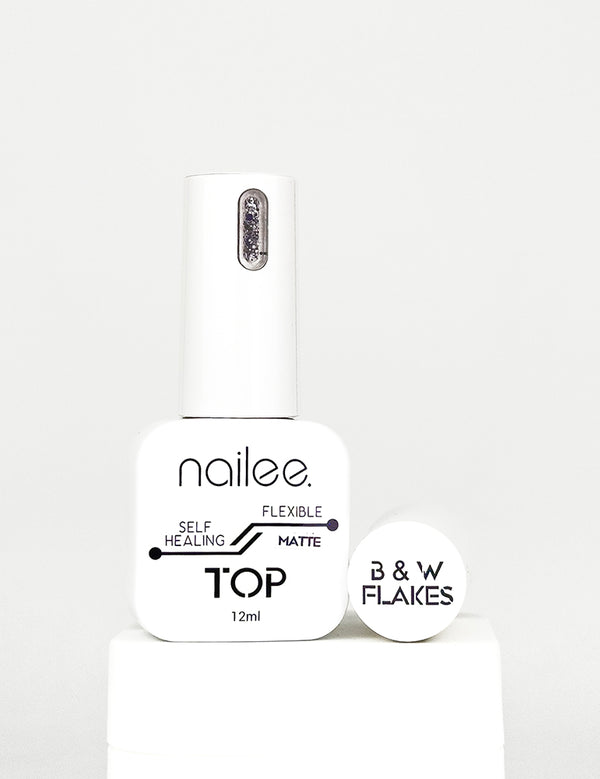 Top Black & White Flakes Matte 12 ml